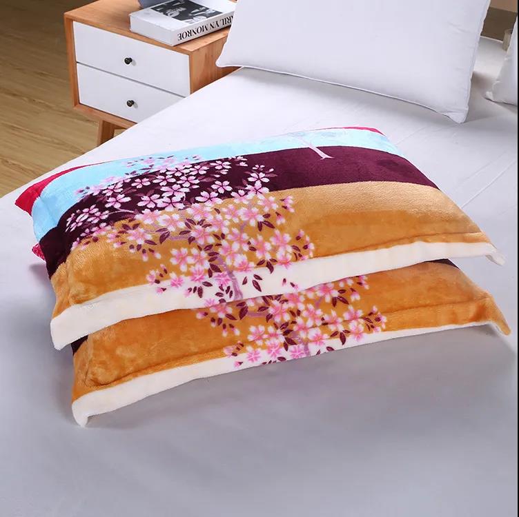 48cmx74cm Coral Velvet Pillowcase Warm Anti-static Double Pillowcase Two-piece Bedroom Pillowcase