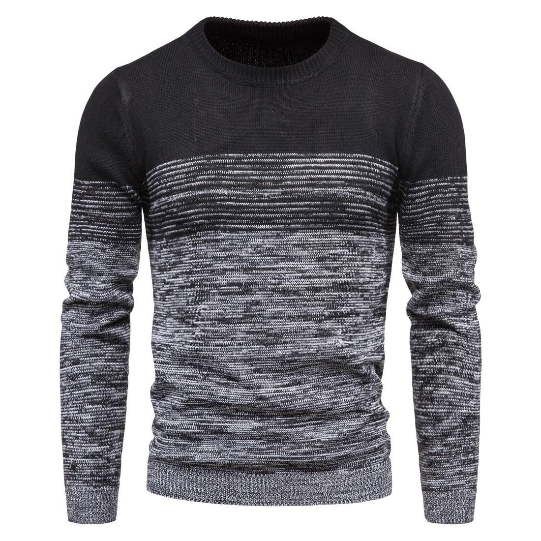 Men's Autumn and Winter Slim Gradient Round Neck Knit Sweater