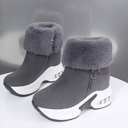 Winter Thick-soled Inner Heightening Real Rabbit Fur Non-slip Plus Velvet Warmth Women Inner Heightening Short Boots Martin Boots