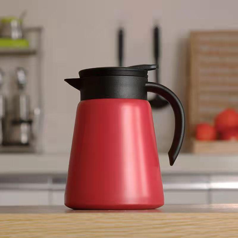 Stainless Steel Oblique Mouth Water Pot Thermos Insulated Tea Pot Light Handle Vacuum Flask 650ml 880ml