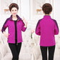 Middle-aged Elderly Women's Polar Fleece Sports Jacket Spring and Autumn Stand Collar Splicing Loose Outdoor Casual Solid Color Short Top