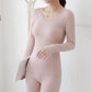 Women's Autumn and Winter Thermal Underwear Long Sleeves Suit Set Cotton Temperature Clothes Set Trousers Bottoming Shirt Underwear Warm Suit Thin