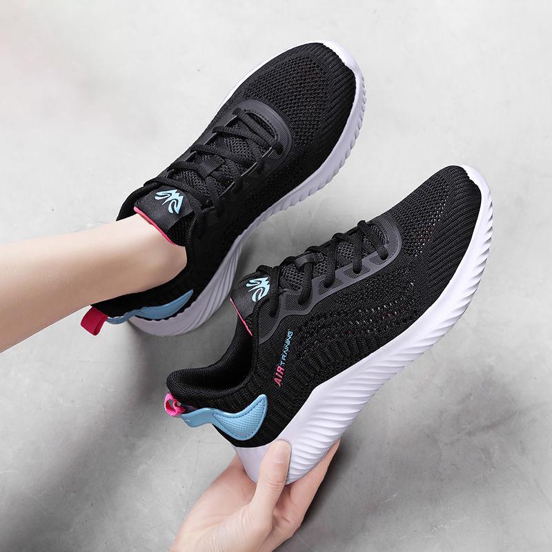 Women Running Shoes Breathable Mesh Lace Up Flat Sneakers Black Sport Woman Designer Shoes for Girls