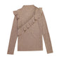 Women's Solid Color Lace Bottoming Shirt Fashion Off-the-shoulder Mesh Low Neck Bottoming Shirt Sexy Thin Knitwear