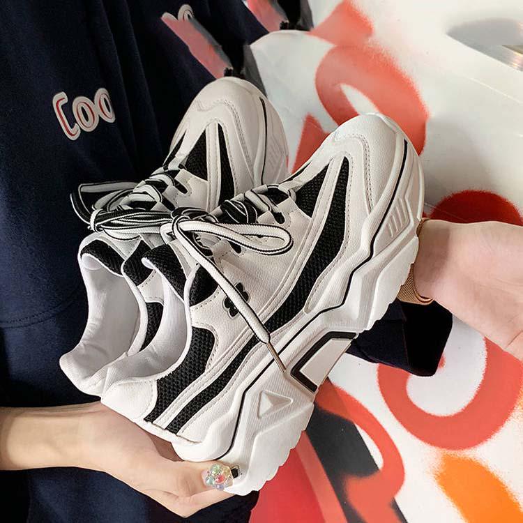 Fashion Women Casual Shoes Leather Platform Shoes Sneakers Ladies White Trainers Chaussure Femme