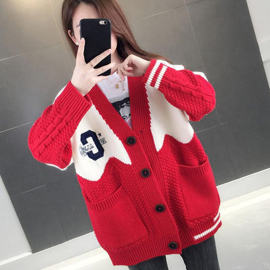 Women's Cardigan Long Sleeve Knitted Sweater Jacket with Buttons Loose Knit Cardigan Women's Long Sleeve Casual Warm Jacket