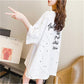Plus Size Short Sleeve Women Dress Girl Loose O-Neck Casual Long T-shirt Dress Big Loose Home Comfort Outer Convenient