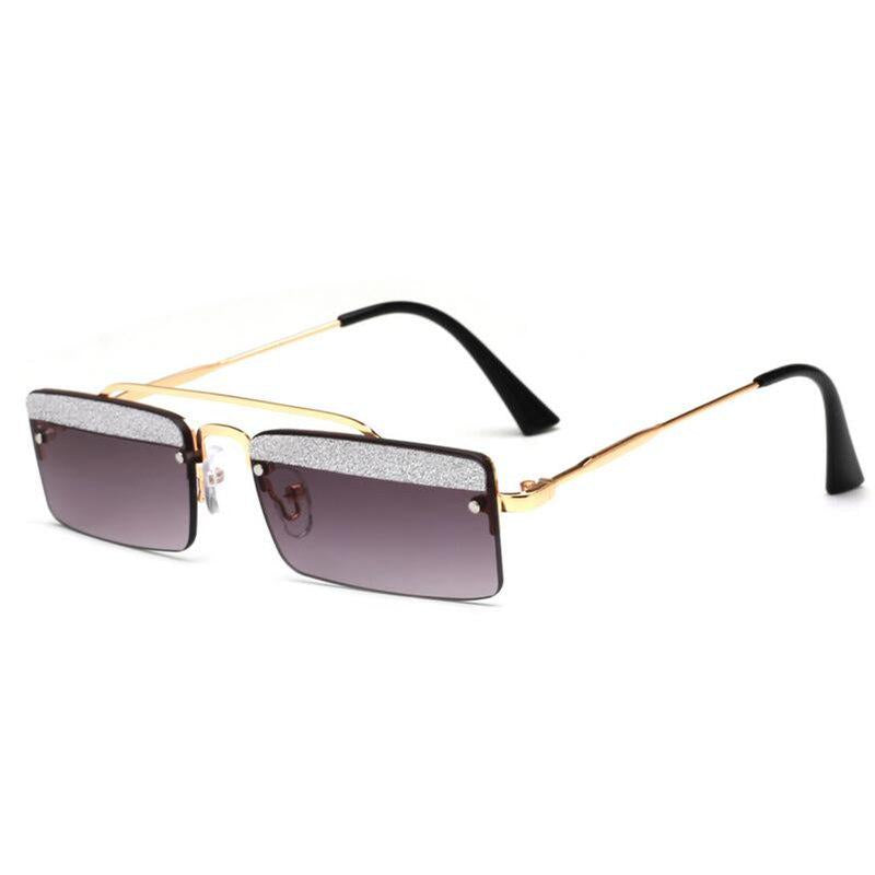 WTEMPO Personalized Eyebrow Metal Square Sunglasses Women Men Fashion Anti-UV Small Frame Sun Glasse