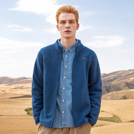 Men's Autumn and Winter Clothing Plus Fleece Jacket Stand Collar Coat Cardigan Thickening Outdoor Clothing Fleece