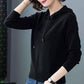Spring and Autumn Knitted Hooded Sweater Short Loose All-match Top Solid Color Long Sleeve Women's Sweater