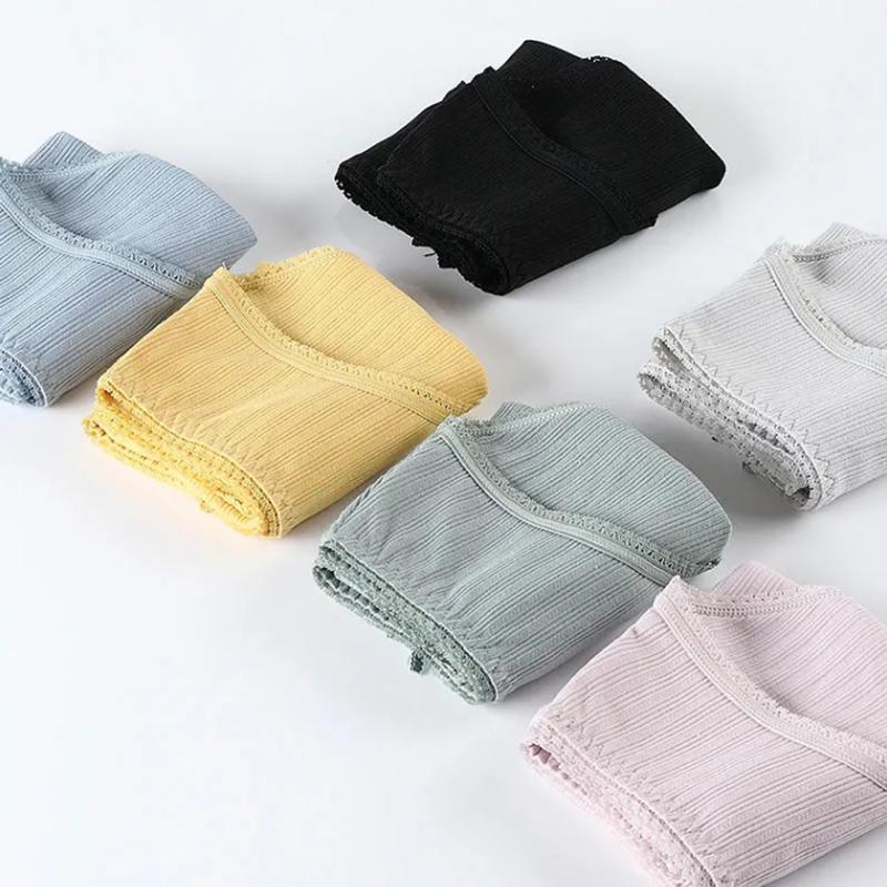 4-packs Japanese Style Girl Pure Cotton Modal Panties Simple Middle and Low Waist Students' Seamless Antibacterial Underpants Women's Solid Panties