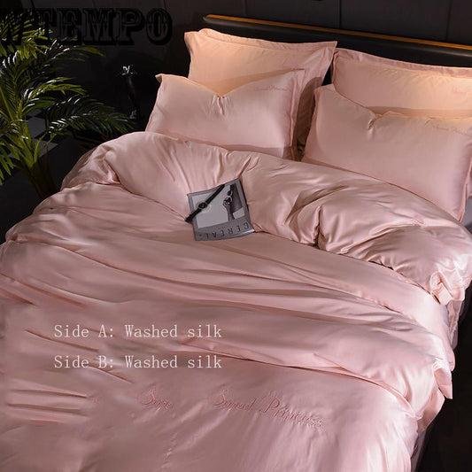 Cotton Bedding European Four-piece Four-piece Linen Quilt Cover Pillowcase Noble