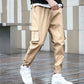 Youth Multi-pocket Overalls Loose Feet Tightened Sweatpants Sports Pants Men's Spring and Autumn Large Size Casual Trousers
