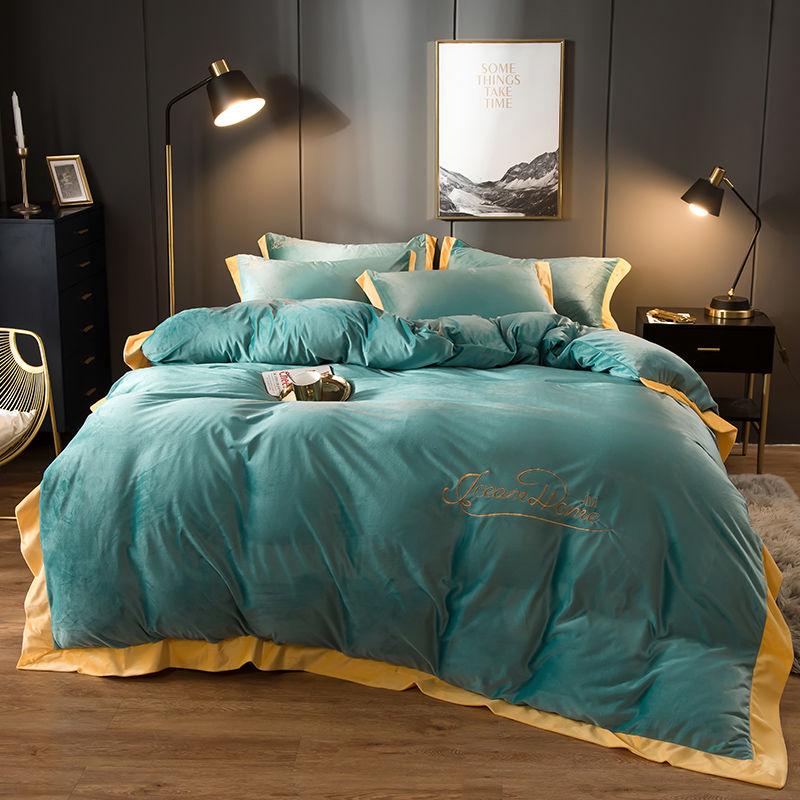 4pcs  Home Textile Bedding Sets Fleece Bedding Set Duvet Cover King Queen Winter Quilt Cover Set