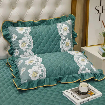 Premium Silk Lace Pillowcase Solid Color Lace Embroidered Adult Pillowcase Pair Pack Bedding
