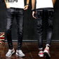 Men's  Jeans  Fashion Skinny Slim Painting Zipper Jeans