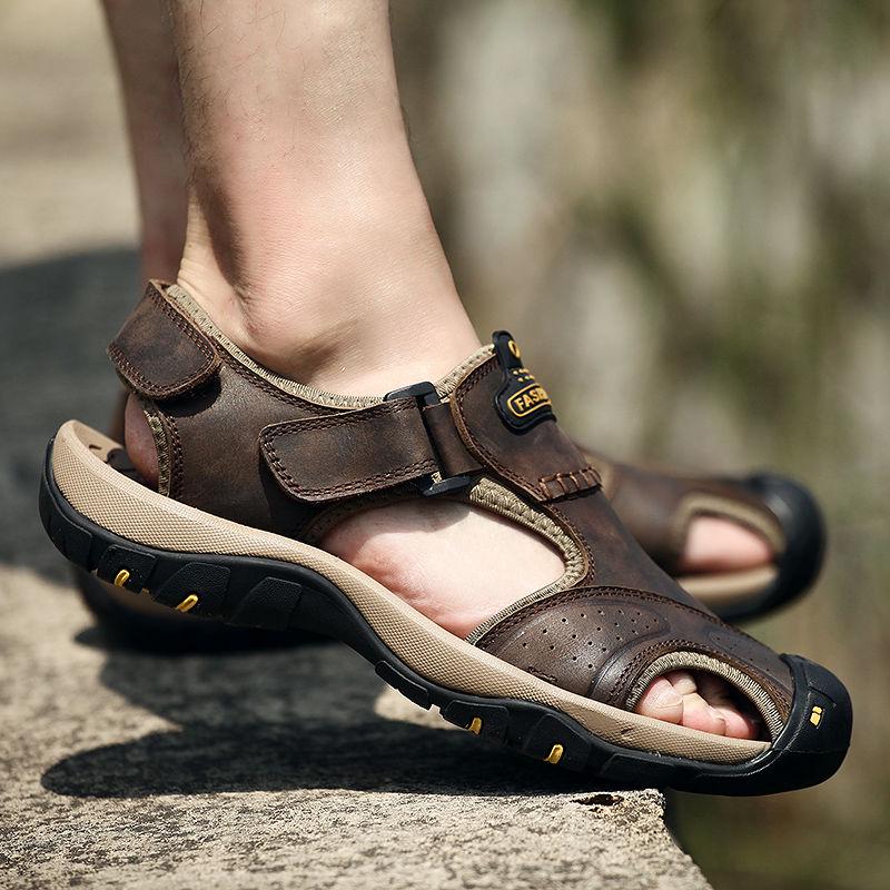 Sandals Leather Men's Shoes Outdoor Beach Shoes Men's First Layer Cowhide Sandals Men's Shoes