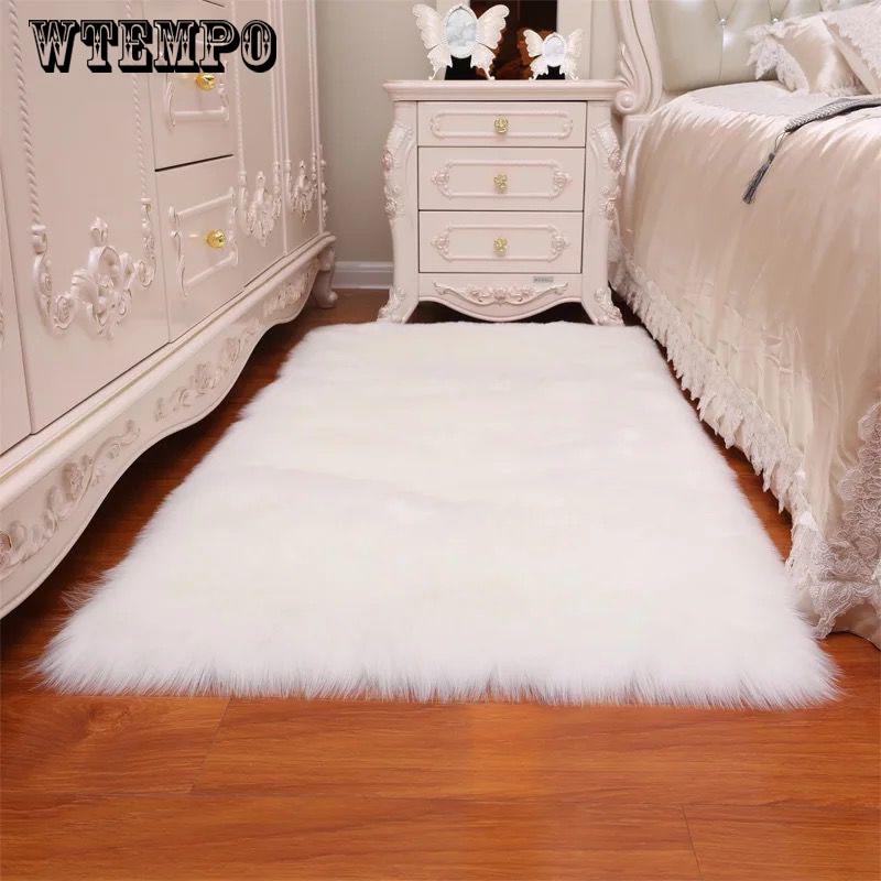 Faux Fur Sheepskin Rug Carpet Soft Faux Buckskin Chair Cover Pad Home Decor Fluffy Plain Skin