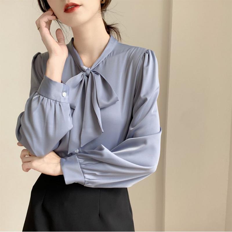 Bow Knot Shirt Women's Long Sleeve Design Chiffon Top Professional Dress Shirt