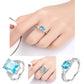 Amazon Fashion Creative Engagement Ring Aquamarine Topaz Ring Manufacturer Wholesale Four-Claw Aquamarine Zircon Ring