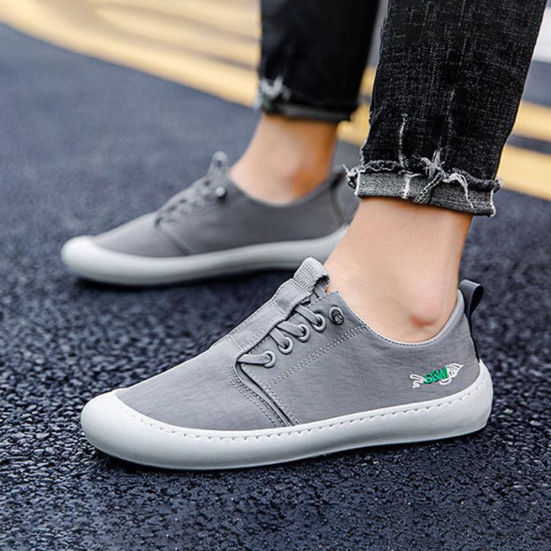 Ice Silk Canvas Shoes Men's Summer Driving Shoes Lazy Pedal Casual Cloth Shoes Korean Version Trend All-match Men's Shoes