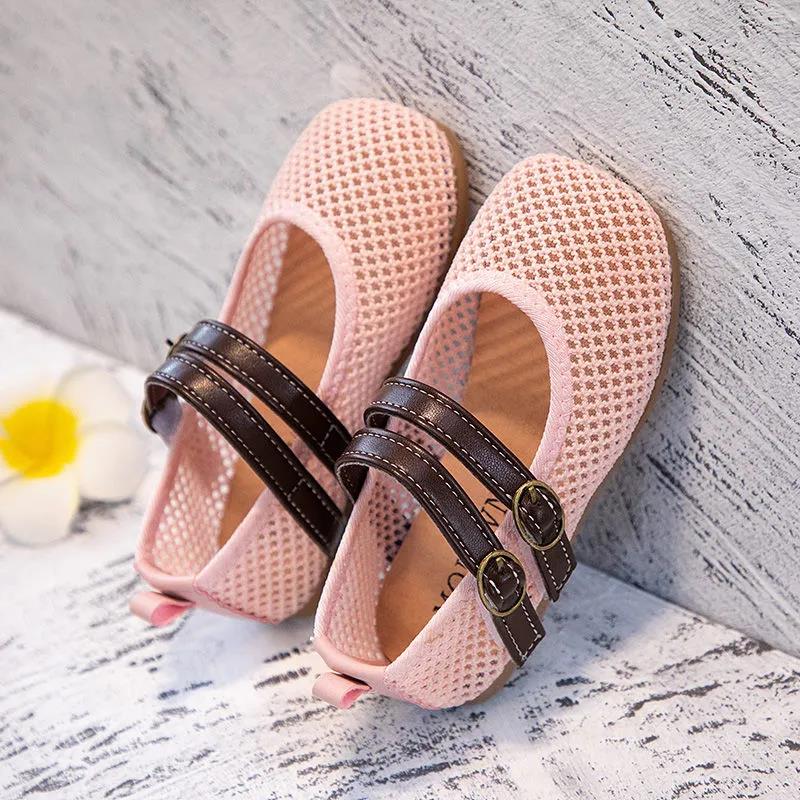 Children's Princess Shoes Girl's Breathable Hollow Mesh Sandals Kid's Large Size Soft Bottom Toddler Shoes