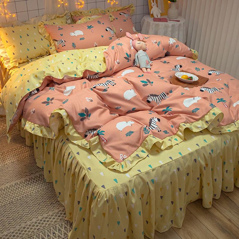 Bedding Sets Quilt Cover Cotton Four-piece Bedding Set Bed Skirt  Bed Linen Bed Cover Princess Style Duvet Cover Bedding Quilt Cover Bed Sheet