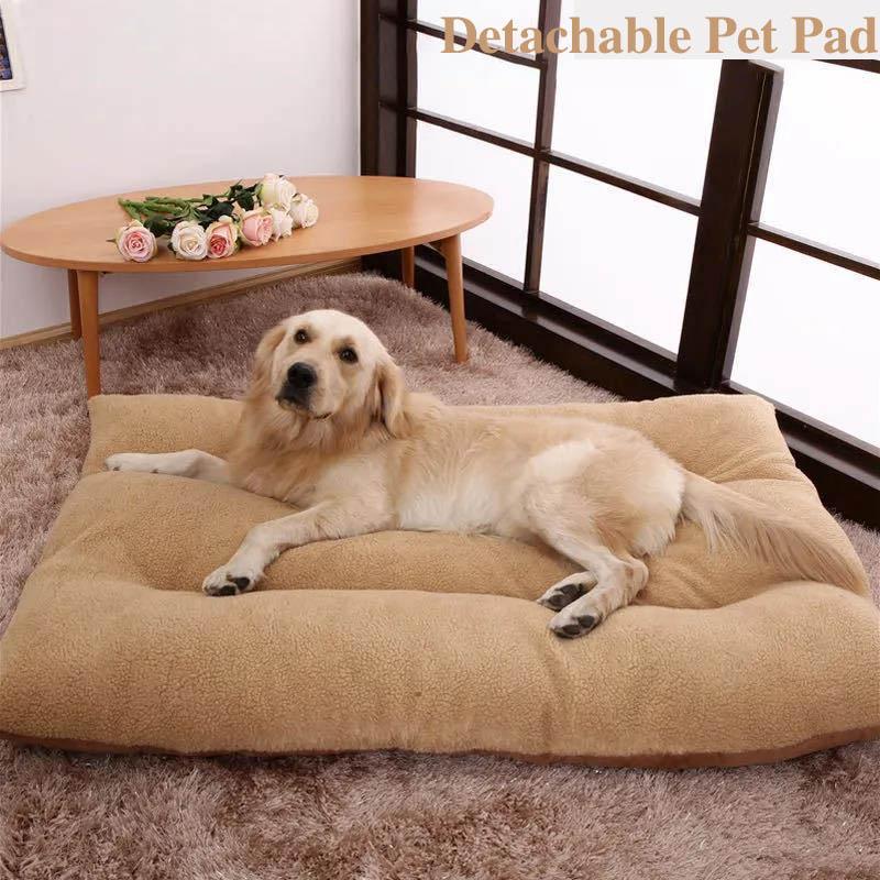 Removably and Washable Gold Husky Dog Mat Large and Medium-sized Dog Bed Cat Teddy Winter Warm Dog Nest