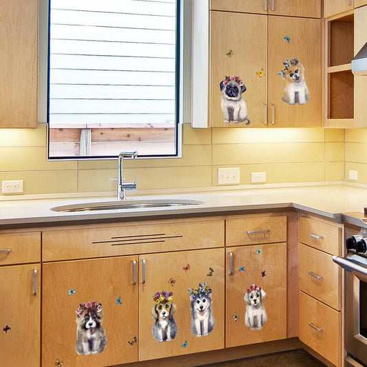 3D realistic three-dimensional hand-painted sticker room decoration simulation puppy animal stickers