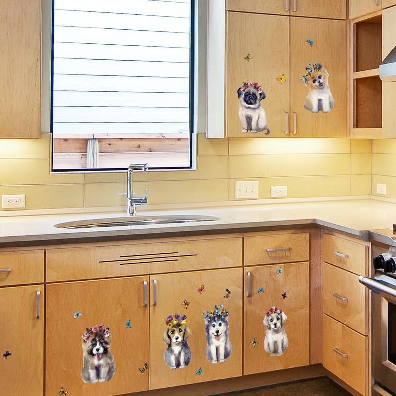 3D realistic three-dimensional hand-painted sticker room decoration simulation puppy animal stickers