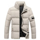 Padded Jacket Mens Thick Warm Jacket with Detachable Hood Youth Bread Clothes Stand-up Collar Jacket Men Winter