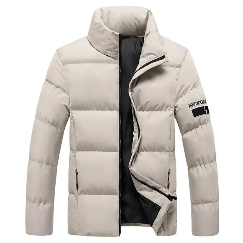 Padded Jacket Mens Thick Warm Jacket with Detachable Hood Youth Bread Clothes Stand-up Collar Jacket Men Winter