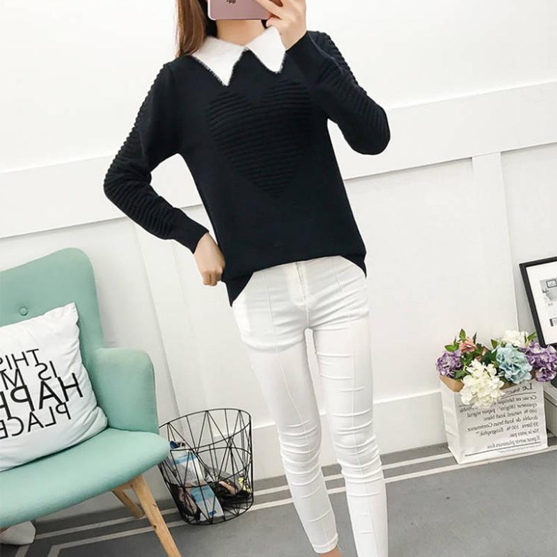 Loose Sweaters Collar Sweater Thickened Mink Fur Female Students Knitted Loose Bottoming
