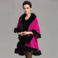 Ponchos and Capes Women 2019 Christmas Fashion Faux Fox Fur Collar Winter Wool Cloak Long Overcoat