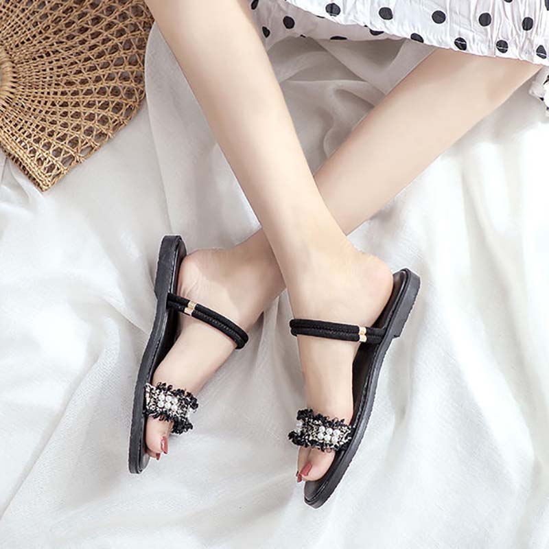 Sandals Female Fairy Summer Students All-match Flat Slippers Two Wear Female Rome Gentle