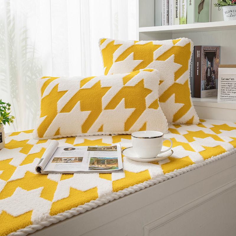 Printed Bay Window Cushion Non-Slip Crystal Velvet Window Sill Pad Bay Window Pad Tatami Mats Sofa Cushion Used for Indoor Outdoor