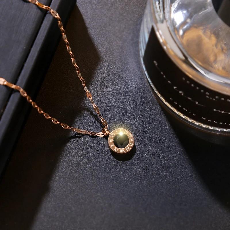 Roman Numerals Titanium Steel Necklace Female Letter Clavicle Neck Necklace Gift for Girls Personalized Ornament Jewelry Pendant Necklaces