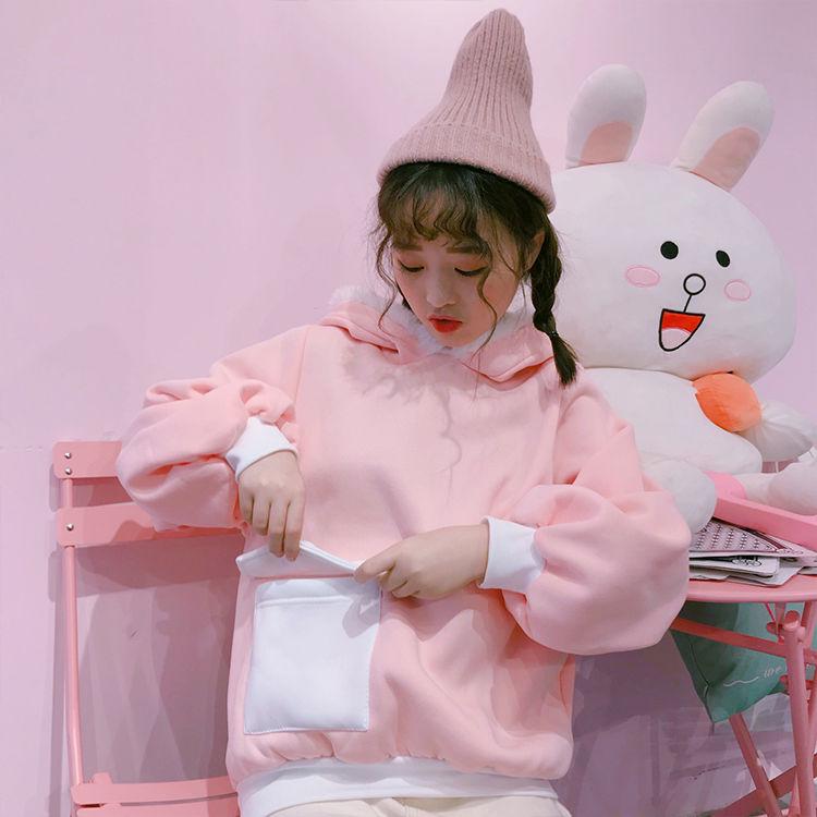 Hood Top Autumn Winter Sweatshirt Cotton Women's Sweatshirt Wild Large Size Long Sleeve Warm