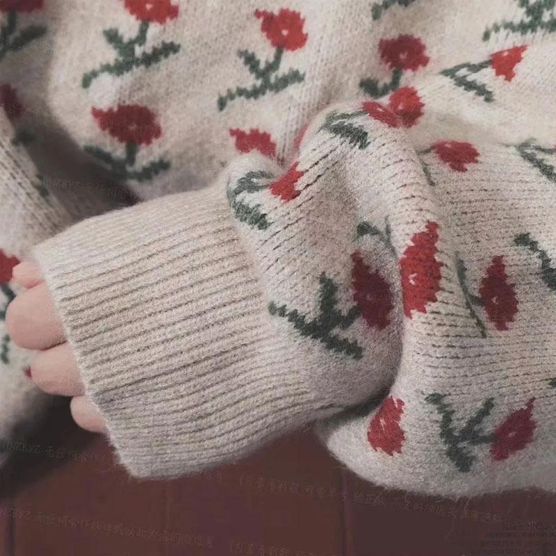 Retro Hooded Christmas Sweater Female Student Korean Loose Casual All-match Outer Wear Thick Autumn  Winter
