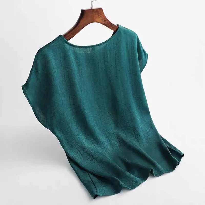 One-piece Printed Round Neck Top T-shirt Loose Short-sleeved Slimming Bottoming Shirt for Women Comfortable Cool and Breathable