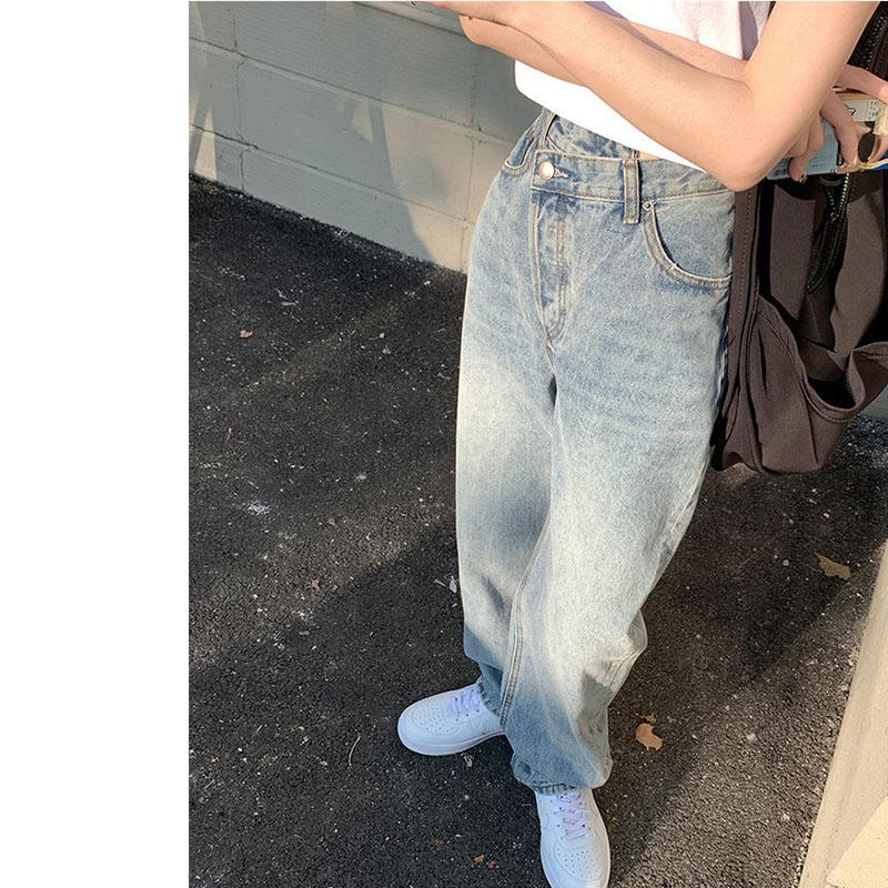 Loose High Waist Wide Leg Jeans Ladies Student Retro Small Fresh and High Casual Denim Trousers
