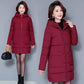 Winter Down Jacket Fashion Solid Color Hooded Parka Coat Thick and Warm Mid-length Down Cotton Jacket for Women