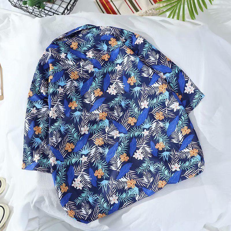 Summer Short Sleeve Shirt Men's Fashion Print Beach Short Sleeve Shirt Top