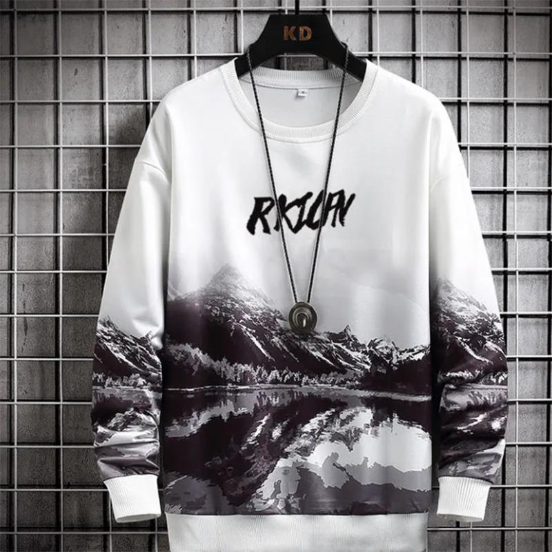 Men's Round Neck Sweater Autumn Trend Loose Long-sleeved Style Sweatshirts Fashionable and Handsome Upper Clothes