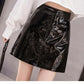 High Waist Hips Glossy Bright Leather Skirt Anti-glare A-line Skirt Pu Short Skirt All Match Casual Mini Leather Skirt
