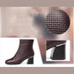 Boots and High-heeled Boots Point Thick with Female Shoe Heels Martin Female Head Layer Cowhide Boot