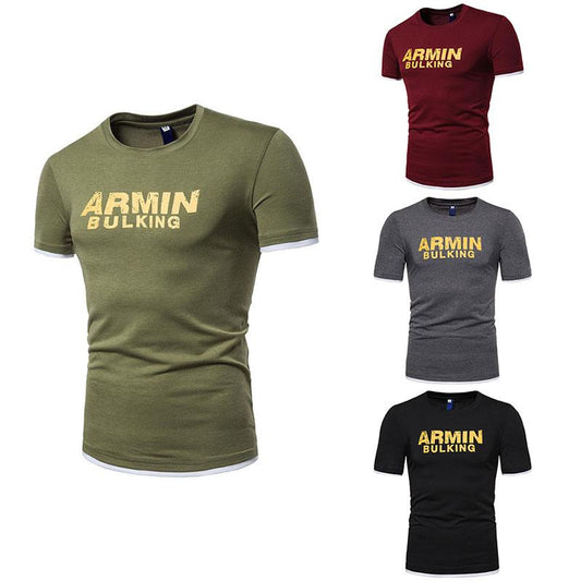 Summer Men's Short Sleeve T-Shirt Round Neck Printed Letter T-Shirt Top