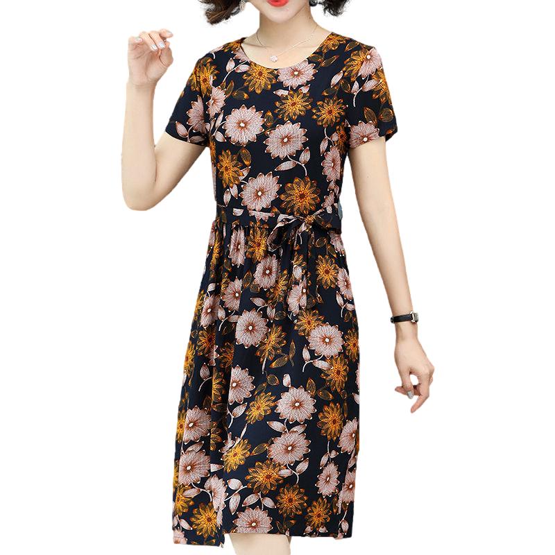 French Plus Size Dress Spring Summer  Women  New All-match Fashion Stitching Solid Color Pleated Pleated Dress