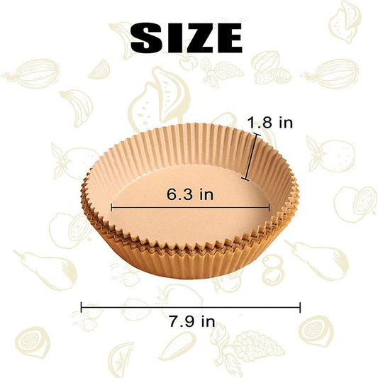 Air Fryer Disposable Paper Liner - 100PCS 6.3inch Round Non-Stick Parchment Paper Liners, Oil-proof, Water-proof