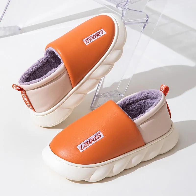 Winter Waterproof All-inclusive Heel Cotton Slippers Ladies Thick-soled Non-slip Home Household Cold-proof Warm and Velvet Cotton Shoes Men